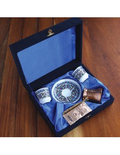 Topkapı Coffee Cup Set with Coffee Pot - Velvet Boxed